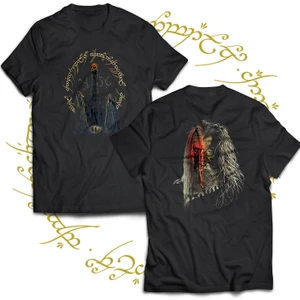 Lotr Gandalf Balrog Çift Baskılı %100 Pamuk Siyah Büyük Beden T-Shirt
