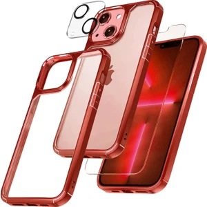 Kip GSM iPhone 13 Mini 5.4 Inç Için Tasarlanan 1 Paket Temperli Cam Ekran Koruyucu + 1 Paket Kamera Lens Koruyucu (Askeri Sınıf Koruma) Darbeye Dayanıklı Ultra-Ince Defender Kılıf