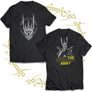 Lotr Sauron Çift Baskılı %100 Pamuk  Siyah Büyük Beden T-Shirt