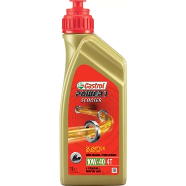 Castrol Power 1 Scooter 4T 10W-40 Tam Sentetik Motor Yağı 1 Litre (Üretim