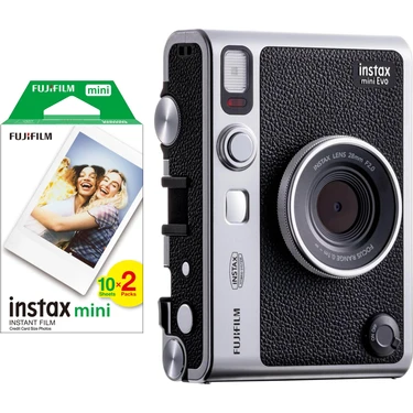 Instax Mini Evo Siyah Fotoğraf Makinası ve 20'li