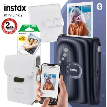 Instax Mini Link 2 Uzay Mavisi Akıllı Telefon Yazıcısı ve Çantalı Hediye Seti