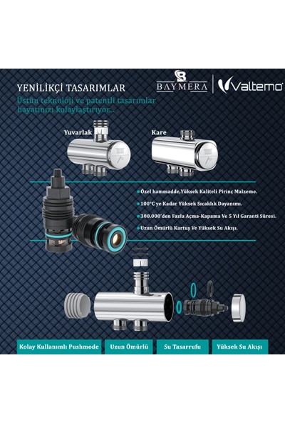 Baymera Nobel Mat Chrome Tepe Duş Seti VLTM-2410