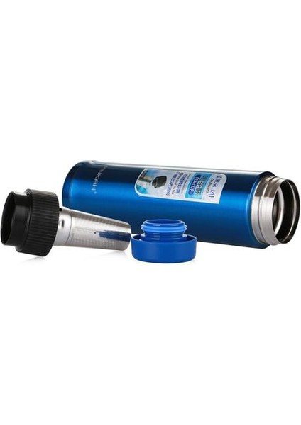Termos Çay ile 500 ml Kahve Filtresi 2 Katmanlı 304 Paslanmaz Çelik Vakum Termal Su Şişesi Sızdırmaz Seyahat Kahve Kupa | Vakum Şişeleri Vetermoslar (Mavi) (Yurt Dışından)
