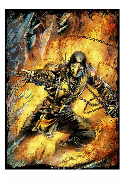 Mortal Kombat Scorpion Tasarım Mdf Tablo