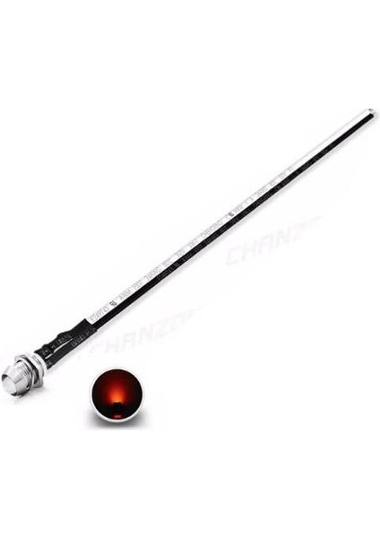 12V LED Şase Tip Mercekli Kablolu 1 Adet Kırmızı Şeffaf - 20 cm