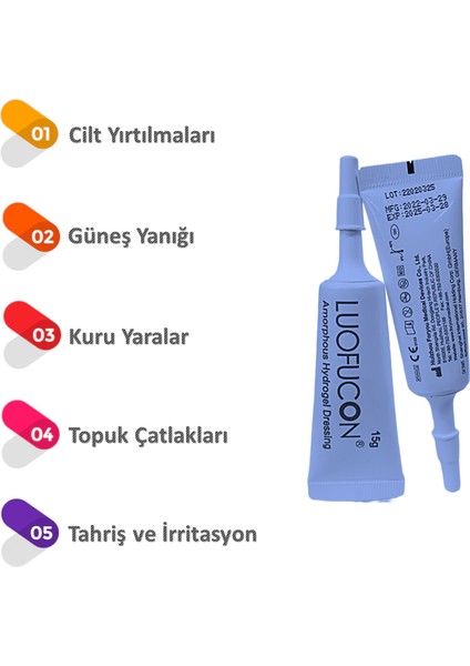 LUOFUCON® Hidrojel Yara Yanık Kızarıklık Kremi Cilt Nemlendirici Topuk Çatlağı Jel Krem 1'li