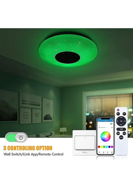 Lambalar Akıllı LED Tavan Işık 32 W 40.5 cm Tavan Lambası Bluetooth Hoparlör Rgb Renk Sıcaklığı(Yurt Dışından)