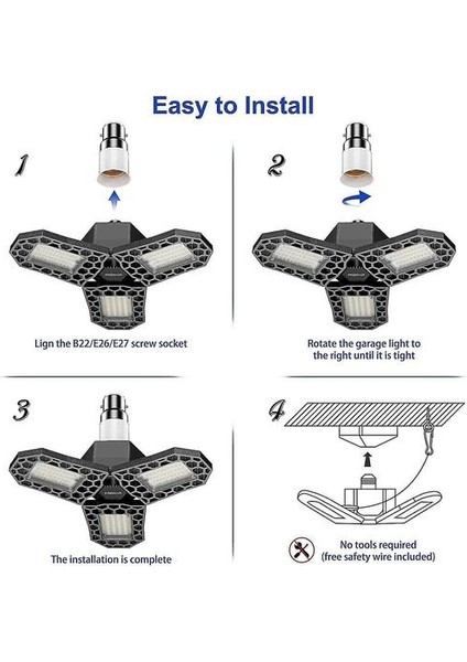 Lambalar LED Garaj Işıkları 60 W LED Garaj Tavan Işıkları 6000LM Garaj Aydınlatma Deforme Olabilir LED Mağaza