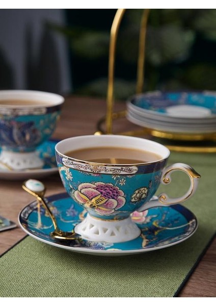 Avrupa Latte Kahve Fincanı Lüks Öğleden Sonra Çay Yeniden Kullanılabilir Gereçler Süt Kupası Daire Seti Kemik Çin Ev Tazza Ev DF50BD | Kahve Kupası ve Tabak Setleri (Yurt Dışından)