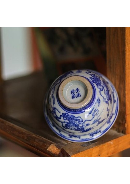El Basarak Mavi ve Beyaz Ana Fincan Büyük Kapasiteli Tek Fincan Kişisel Çay Bardağı Kung Fu Çay Seti Jingdezhen Seramik Bardak | Çay Fincanı (Yurt Dışından)
