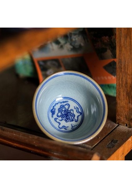 El Basarak Mavi ve Beyaz Ana Fincan Büyük Kapasiteli Tek Fincan Kişisel Çay Bardağı Kung Fu Çay Seti Jingdezhen Seramik Bardak | Çay Fincanı (Yurt Dışından)