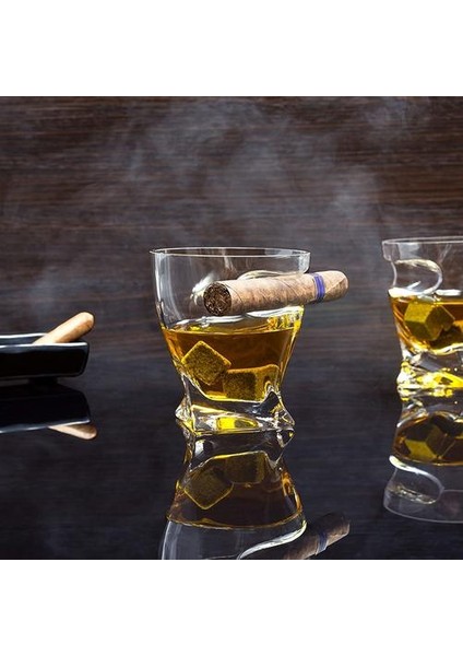 1 Adet Eski Moda Viski Cam Bardak, Likör Viski Bourbon İçin Yan Monteli Tutucu ile | Eski Moda Cam (Yurt Dışından)