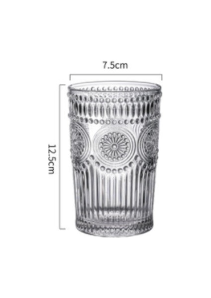 1 Adet 350 ml Iskandinav Phnom Penh Cam Retro Ayçiçeği Kabartma Su Bardağı Aile Kahvaltı Fincan Şarap Bardağı | Oyma (Yüksek Fincan Şeffaf) (Yurt Dışından)