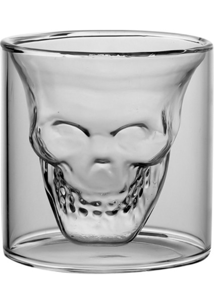 1 Adet 95 ml Çoklu Kapasiteli Çift Şeffaf Kafatası Kahve Fincanı Kristal Cam Viski Vodka Bar Kulübü Bira Şarap Cam | Oyma (Yurt Dışından)