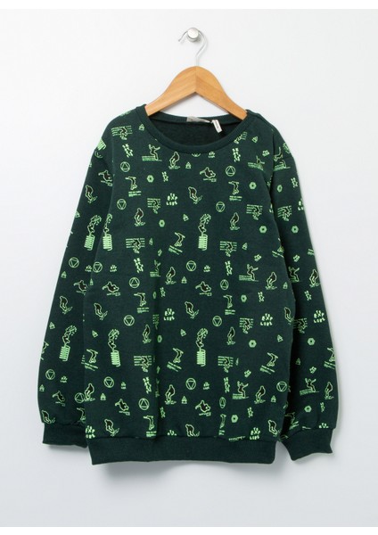 Baskılı Sweatshirt Bisiklet Yaka