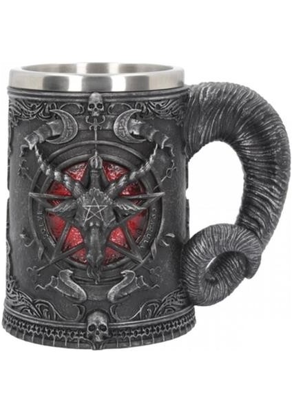 Pentagram Boynuz Bira Kupa Paslanmaz Çelik ve reçine 3D Tankard Kahve Bira Kupa Drinkware Cup Mystic Wicca Fan Hediye | Kupalar (Siyah) (Yurt Dışından)
