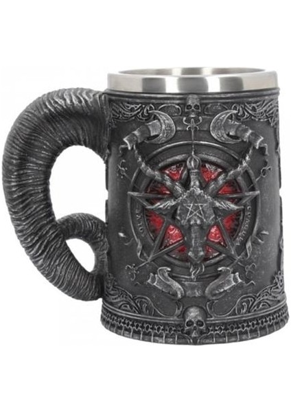 Pentagram Boynuz Bira Kupa Paslanmaz Çelik ve reçine 3D Tankard Kahve Bira Kupa Drinkware Cup Mystic Wicca Fan Hediye | Kupalar (Siyah) (Yurt Dışından) modelleri