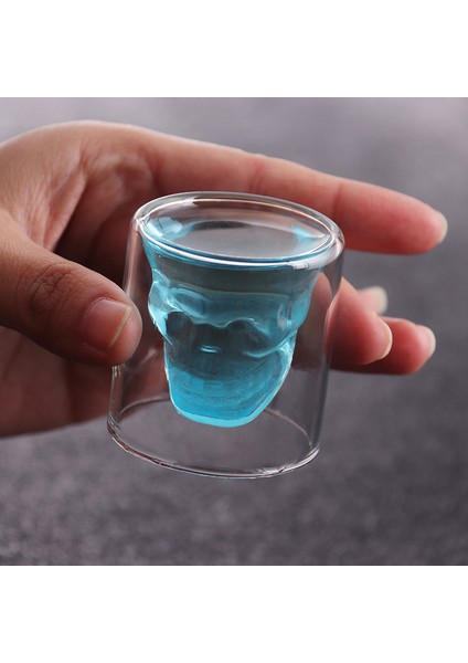 4pc / Set Kafatası Kafa Kupası Çift Katmanlı Kahve Viski Vodka Şarap Kupa Seyahat Sevimli Noel Kupalar Tumbler Shot Cam Süt Kupası Toplu | Kupalar (Beyaz) (Yurt Dışından) fırsatları