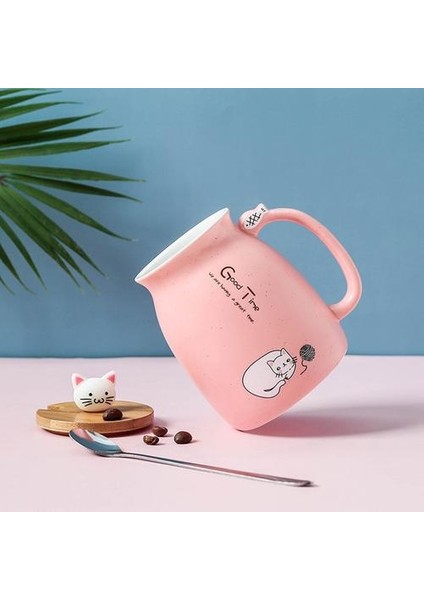 Yaratıcı Renk Kedi Isıya Dayanıklı Kupa Karikatür Kapaklı Kupası Yavru Kahve Süt Seramik Kupalar Çocuk Kupası Ofis Drinkware Hediye | Kupalar (Pembe) (Yurt Dışından) fırsatları