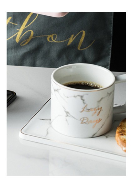 Altın Kaşık Kahve Fincanı Set Sofra Kahve Çay Süt Sopa Fincan Süt Kutusu Çay Kupası Tatlı Altın Kenar Plaka Kolu ile | Eski Moda Cam (Beyaz) (Yurt Dışından) modelleri