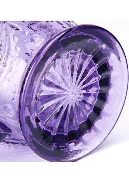 200ML Avrupa Retro Moda Cam Cam Günlük Kullanım İçin Bakkal İçecek Kupası Taç Kapak ve Saplı Isıya Dayanıklı Su Kupası | Oyma (Mor) (Yurt Dışından)