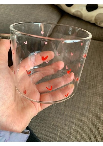 400 ml Yıldız Kalp Mektubu Portre Cam Kupa Kahve Fincanı Kolu ile Çift Bardaklar Kahvaltıda Süt Çay Suyu Soğuk Eşarp Eşyaları Bira | Gravür (Kırmızı Kalp) (Yurt Dışından)