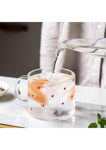 400 ml Yıldız Kalp Mektubu Portre Cam Kupa Kahve Fincanı Kolu ile Çift Bardaklar Kahvaltıda Süt Çay Suyu Soğuk Eşarp Eşyaları Bira | Gravür (Kırmızı Kalp) (Yurt Dışından)