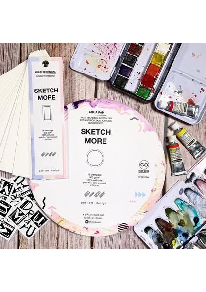 Yuvarlak D20 cm Albüm (Suluboya ve Grafik Için) Round Watercolor Album