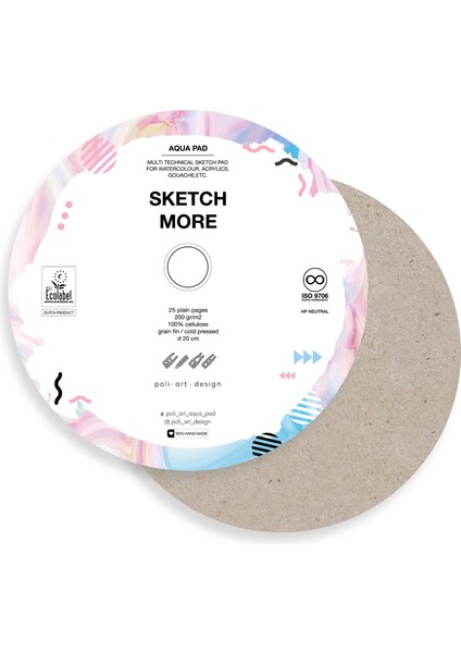 Yuvarlak D20 cm Albüm (Suluboya ve Grafik Için) Round Watercolor Album