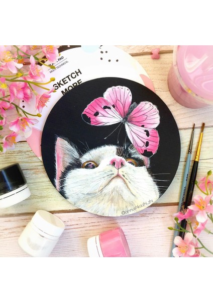 Yuvarlak D11 cm Siyah Albüm (Karışık Teknikler Için) Round Black Paper Album