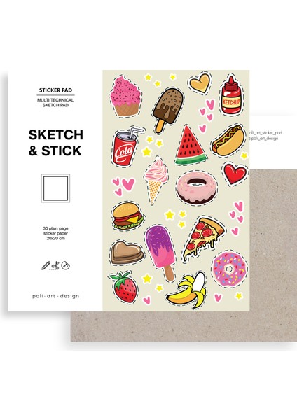 Kare 20X20 cm Çıkartma Albümü (Karışık Teknikler Için) Stickerbook