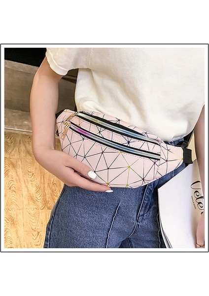 Geometrik Desenli Bel Çantası - Pembe (Yurt Dışından) fırsatları