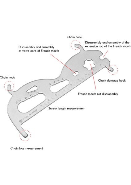 Bisiklet Kutusu Çok Fonksiyonlu Bisiklet Zincirleri Ölçme Cetveller Bisiklet Zinciri Denetleyicisi Kaliper Bisiklet Tamir Aracı Siyah