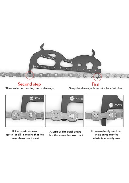 Bisiklet Kutusu Çok Fonksiyonlu Bisiklet Zincirleri Ölçme Cetveller Bisiklet Zinciri Denetleyicisi Kaliper Bisiklet Tamir Aracı Siyah