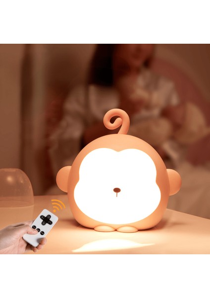 3 Renk LED 5 Seviye Karartma Uzaktan Kumanda Maymun Gece Lambası - Pembe (Yurt Dışından)