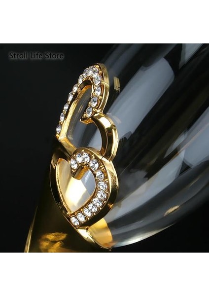Nordic Kristal Şampanya Gözlük Kupası Kırmızı Şarap Cam Düğün Kadeh Avrupa Altın Kalp Şeklinde Metal (Yurt Dışından) fırsatları