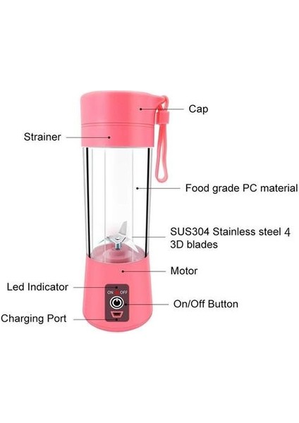 USB Şarj Edilebilir Taşınabilir Kolay Blender Mini Sıkacağı Çok Fonksiyonlu USB Şarj Suyu Kupası Meyve Elektrik Suyu Karıştırma Kupası | Sıkacaklar (Yeşil) (Yurt Dışından)