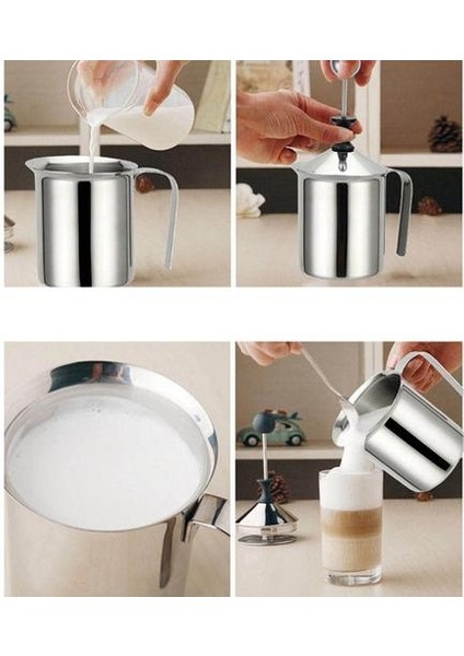 Manuel Süt Frother Seti, Paslanmaz Çelik Çift Örgü Süt Köpürme Sürahisi, Cappuccino & Için Süt Kremi Kahve | Sütlüler (Yurt Dışından)