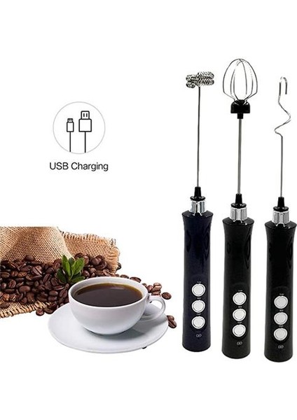 3 In1 Elektrikli Süt Frother El Mikser Blender 3 Bıyıklar ile Süt Köpük Yumurta Çırpıcı Pratik Mutfak Pişirme Aracı | Sütlüler (Yurt Dışından)