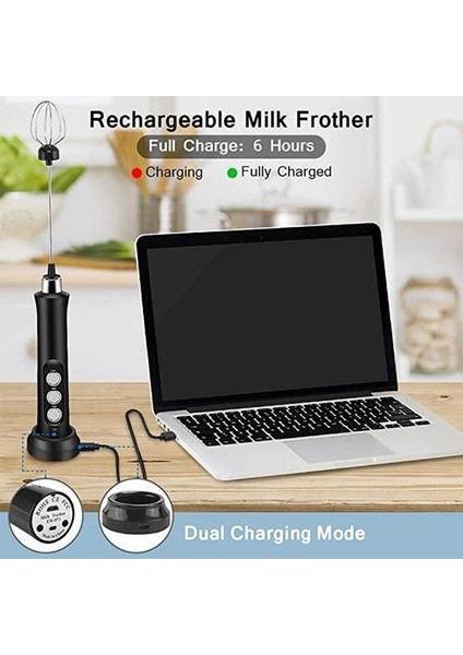 3 In1 Elektrikli Süt Frother El Mikser Blender 3 Bıyıklar ile Süt Köpük Yumurta Çırpıcı Pratik Mutfak Pişirme Aracı | Sütlüler (Yurt Dışından)