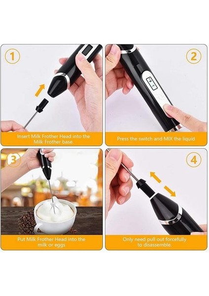 Süt Frother El USB LCD Elektrikli Ayarlanabilir 3 Hızlar El Süt Köpük Makinesi Mini Blender Içecek Mikser Kahve Için | Yumurta Çırpıcı (Yurt Dışından)