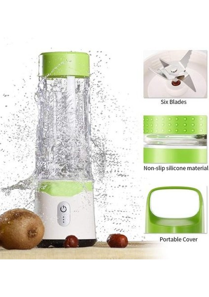 Taşınabilir Blender USB Suyu Blender Shakes ve Fasulye Için Şarj Edilebilir Seyahat Suyu Blender, Smoothies Güçlü Altı Bıçak (Yurt Dışından)