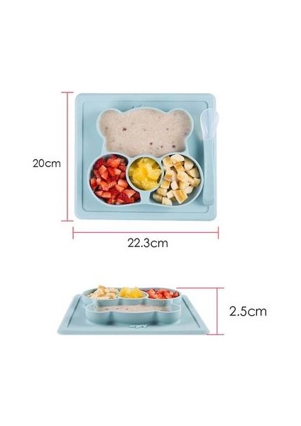 Sevimli Ayı Bambu Kase Çanak Besleme Silikon Mat Bebek Çocuk Çocuk Toddler Emme Masası Gıda Öğle Yemeği Tepsi Plaka Kaşık Seti Sofra Takımları | Bulaşıklar (Yurt Dışından)