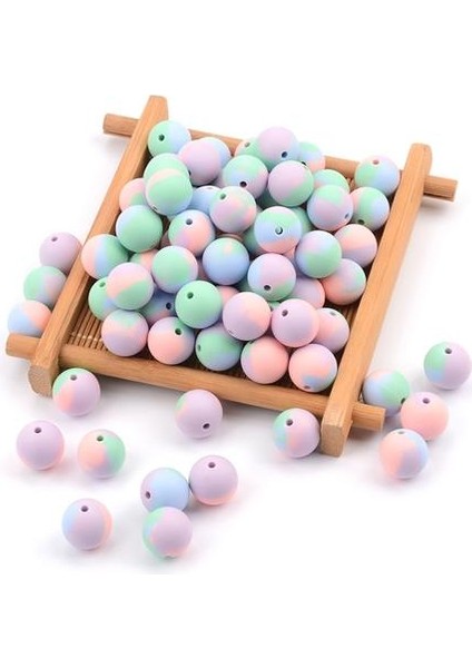 100 Adet Silikon Boncuk Gıda Sınıfı Yuvarlak Diş Kaşıyıcı Boncuk Bebek Çiğnenebilir Diş Çıkarma Boncuk Emzik Kolye Yapma Aksesuarları (Yurt Dışından)