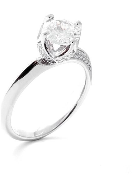 Gümüş Gül Model Tektaş Yüzük