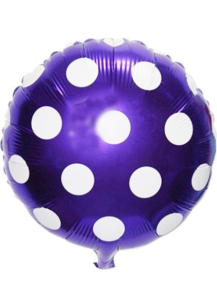 Beyaz Puantiyeli Mor Renk Folyo Balon