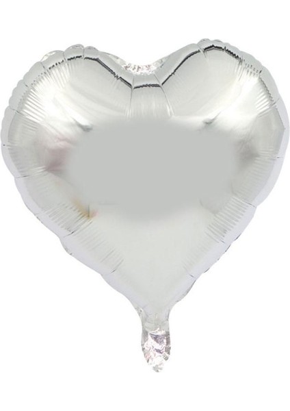 Kalp Şeklinde Silver Gümüş Renk Folyo Balon 1 Adet 45 cm