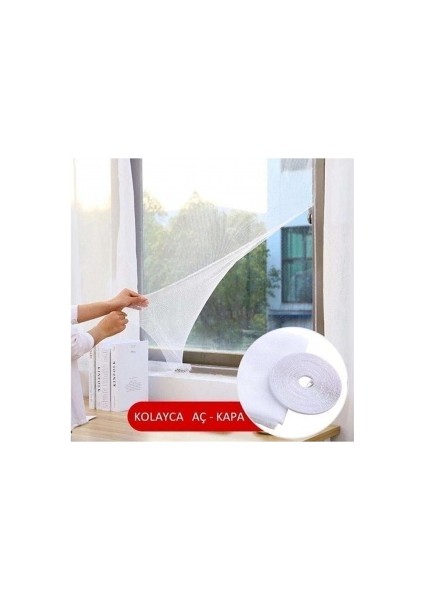 100*150 Cm Hazır Pencere Sinekliği 4 mt Bant Hediye Tak Çıkar Tül Kesilebilir