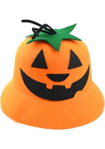 Keçe Yetişkin Halloween Cadılar Bayramı Balkabağı Şapkası Turuncu Renk